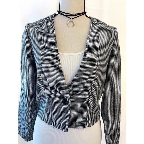 Avon Fashions Houndstooth Jacket | Black & White - Picture 1 of 8